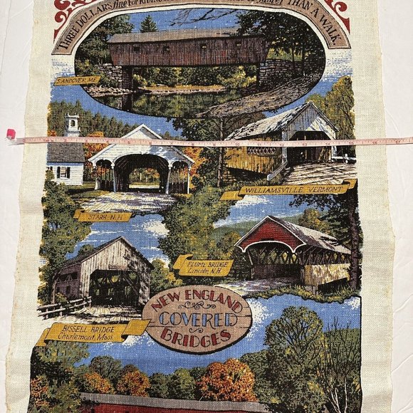 VTG Kay Dee Vintage Kitchen Towel New England Covered Bridges Linen Batchelder - Picture 7 of 8
